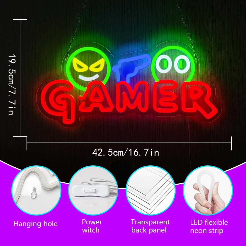 Enseigne néon LED Gamer, Lampe - Party Games For Christmas avis et prix