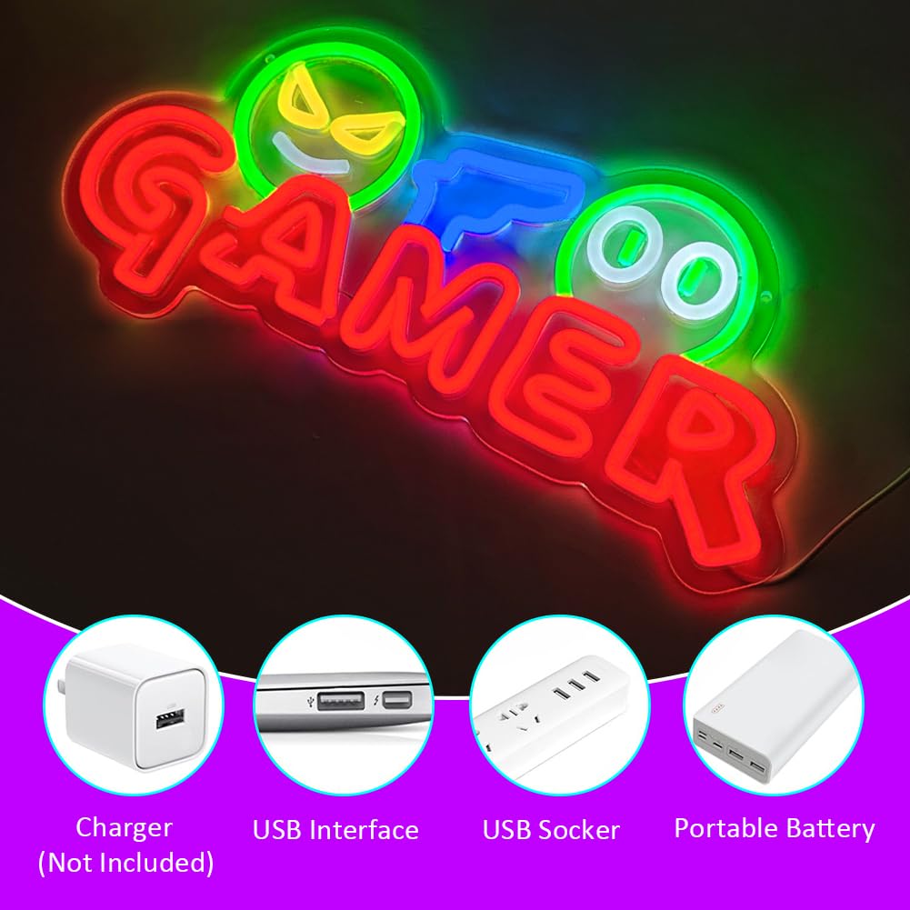 Enseigne néon LED Gamer, Lampe - Party Games For Christmas avis et prix